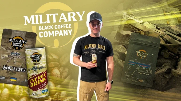 Ветеран Андрій Грицаченко з енергетиком Military Black Coffee Company