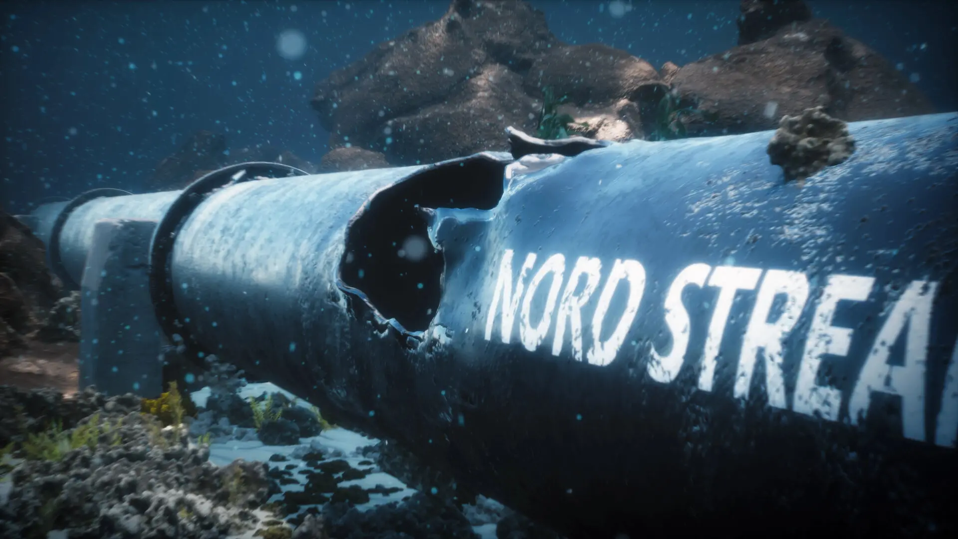 Повреждённый газопровод Nord Stream после подрыва на морском дне